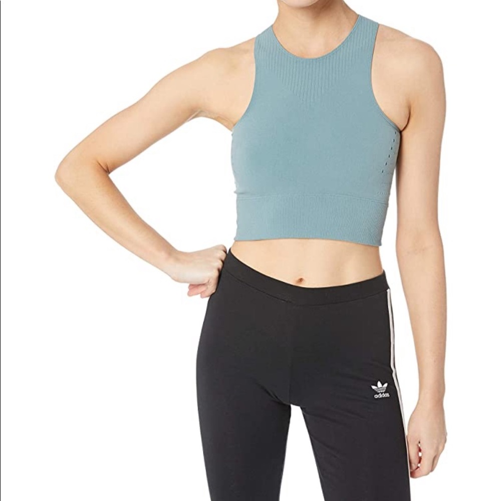 NEW adidas warp knit crop top teal size Medium